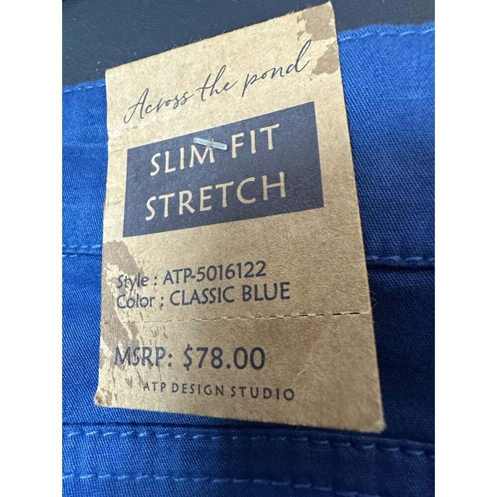 NWT Across The Pond Slim Fit Stretch Signature Line Blue Pants Men's Size 38x30 - Picture 8 of 9